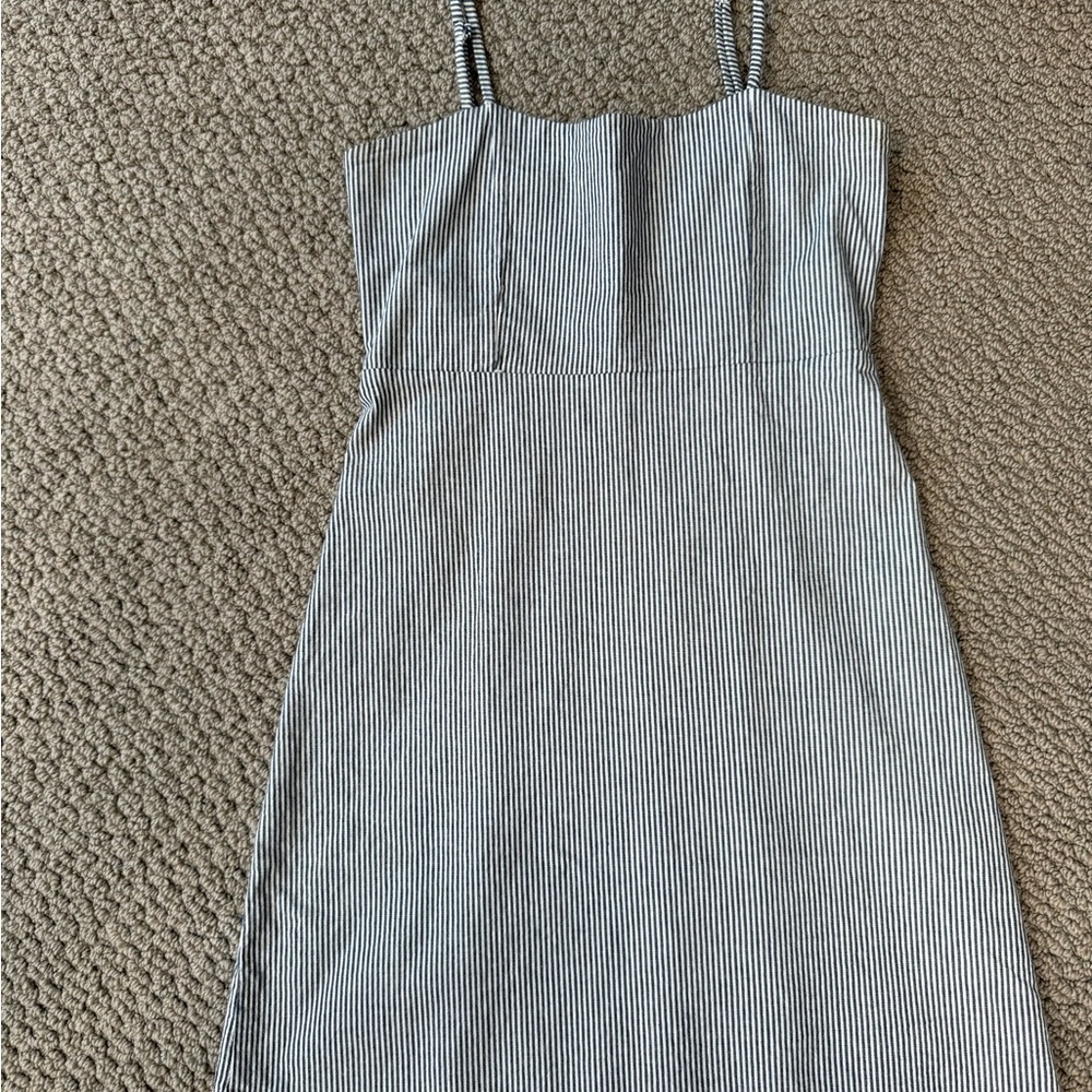 Brandy Melville Black and White Striped Midi Dress